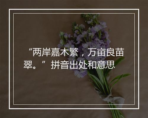 “两岸嘉木繁，万亩良苗翠。”拼音出处和意思