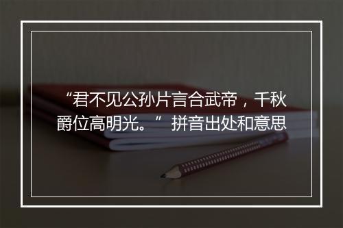 “君不见公孙片言合武帝，千秋爵位高明光。”拼音出处和意思