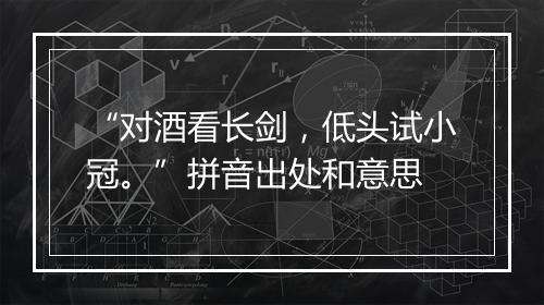 “对酒看长剑，低头试小冠。”拼音出处和意思