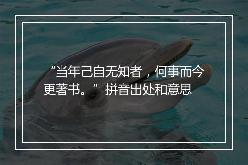 “当年己自无知者，何事而今更著书。”拼音出处和意思