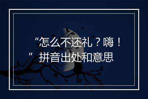 “怎么不还礼？嗨！”拼音出处和意思