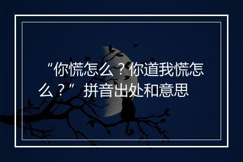 “你慌怎么？你道我慌怎么？”拼音出处和意思