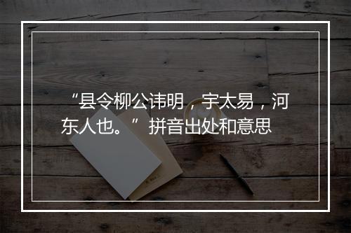 “县令柳公讳明，宇太易，河东人也。”拼音出处和意思