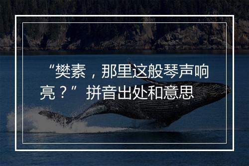 “樊素，那里这般琴声响亮？”拼音出处和意思