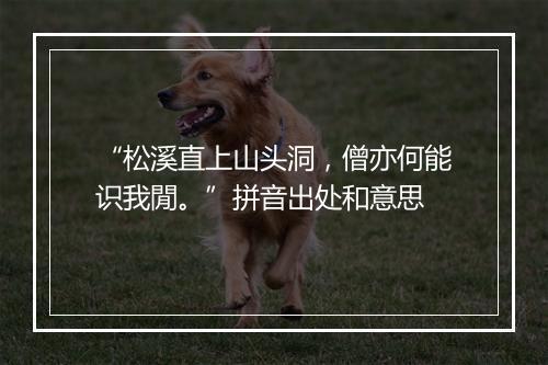 “松溪直上山头洞，僧亦何能识我閒。”拼音出处和意思