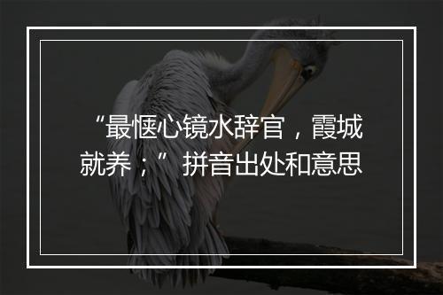 “最惬心镜水辞官，霞城就养；”拼音出处和意思