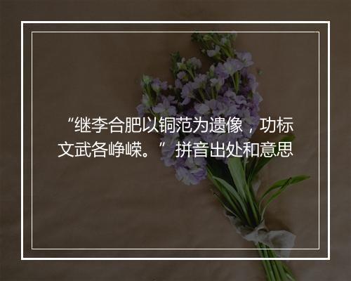 “继李合肥以铜范为遗像，功标文武各峥嵘。”拼音出处和意思