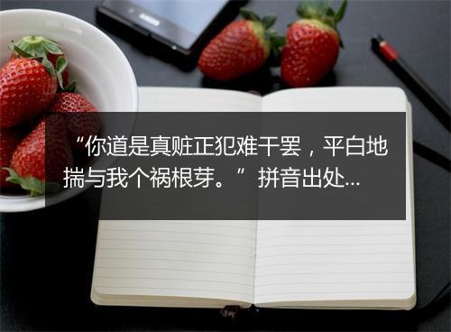 “你道是真赃正犯难干罢，平白地揣与我个祸根芽。”拼音出处和意思