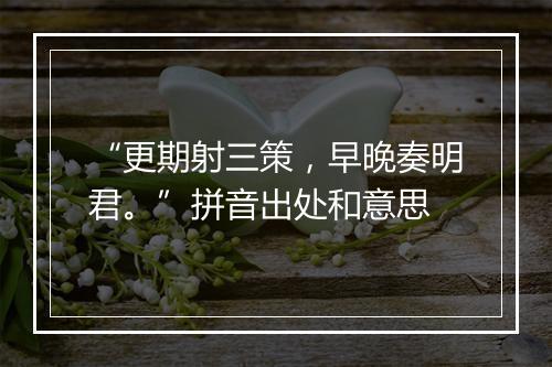 “更期射三策，早晚奏明君。”拼音出处和意思