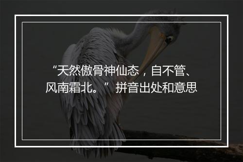 “天然傲骨神仙态，自不管、风南霜北。”拼音出处和意思