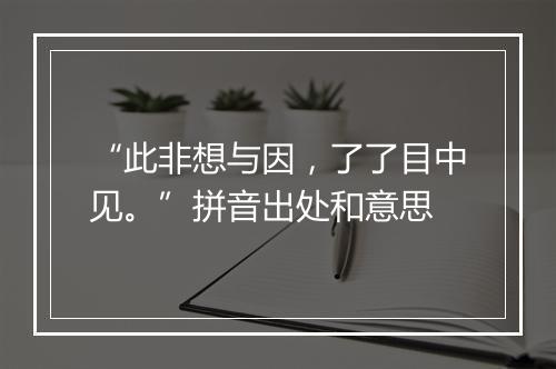 “此非想与因，了了目中见。”拼音出处和意思