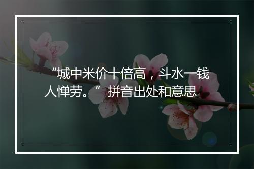 “城中米价十倍高，斗水一钱人惮劳。”拼音出处和意思