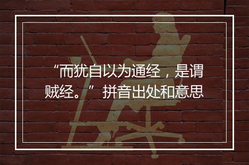 “而犹自以为通经，是谓贼经。”拼音出处和意思