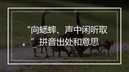 “向蟋蟀、声中闲听取。”拼音出处和意思