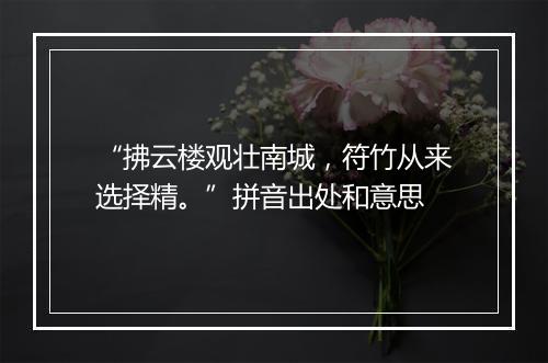 “拂云楼观壮南城，符竹从来选择精。”拼音出处和意思