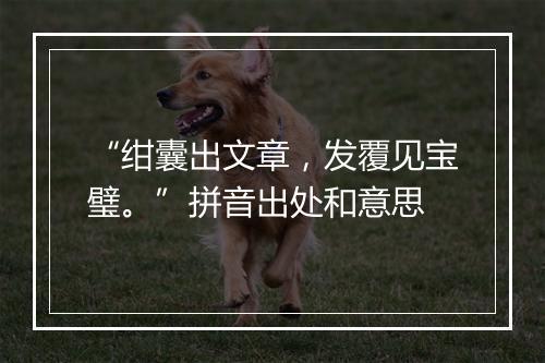 “绀囊出文章，发覆见宝璧。”拼音出处和意思