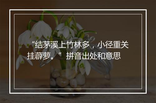 “结茅溪上竹林多，小径重关挂薜萝。”拼音出处和意思