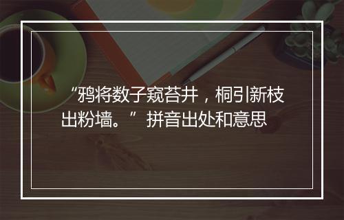 “鸦将数子窥苔井，桐引新枝出粉墙。”拼音出处和意思