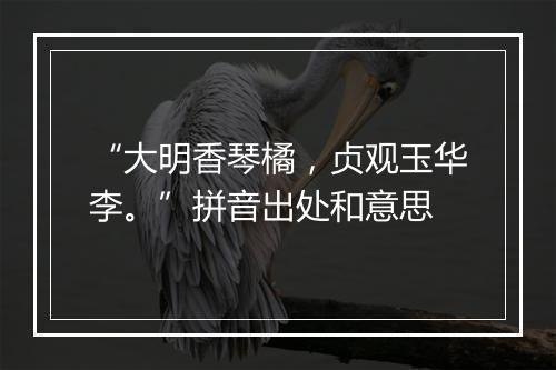 “大明香琴橘，贞观玉华李。”拼音出处和意思