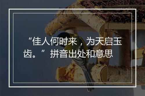 “佳人何时来，为天启玉齿。”拼音出处和意思