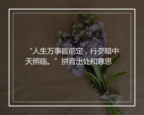 “人生万事皆前定，行歹暗中天照临。”拼音出处和意思