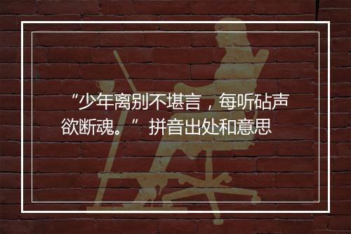 “少年离别不堪言，每听砧声欲断魂。”拼音出处和意思