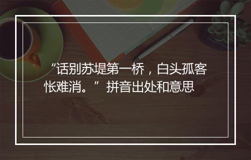 “话别苏堤第一桥，白头孤客怅难消。”拼音出处和意思