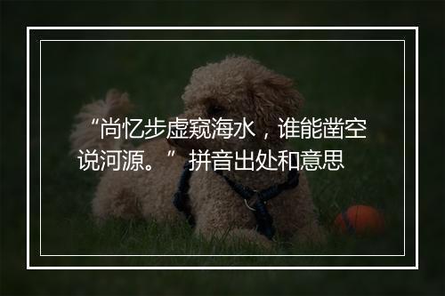 “尚忆步虚窥海水，谁能凿空说河源。”拼音出处和意思