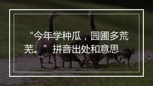 “今年学种瓜，园圃多荒芜。”拼音出处和意思