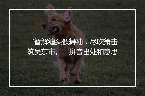 “暂解缠头偎舞袖，尽吹箫击筑吴东市。”拼音出处和意思