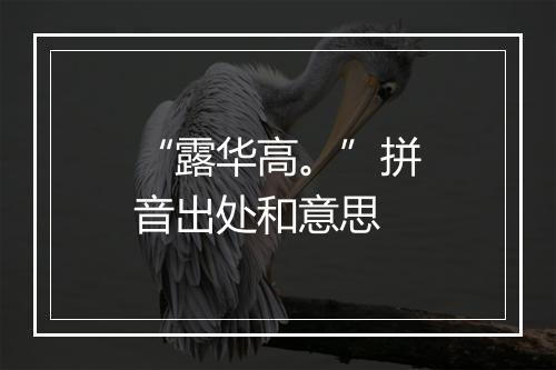 “露华高。”拼音出处和意思