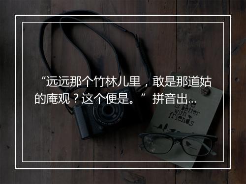 “远远那个竹林儿里，敢是那道姑的庵观？这个便是。”拼音出处和意思