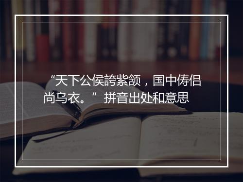 “天下公侯誇紫颔，国中俦侣尚乌衣。”拼音出处和意思