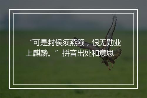 “可是封侯须燕颔，恨无勋业上麒麟。”拼音出处和意思