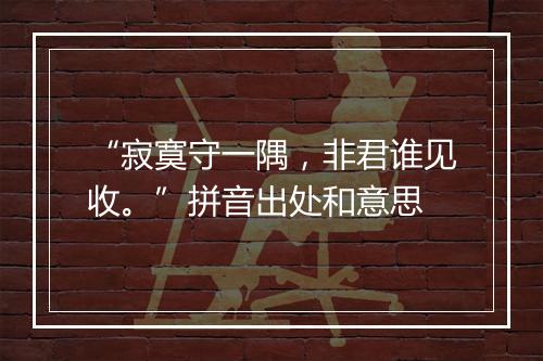 “寂寞守一隅，非君谁见收。”拼音出处和意思