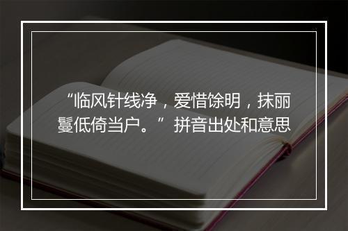 “临风针线净，爱惜馀明，抹丽鬘低倚当户。”拼音出处和意思