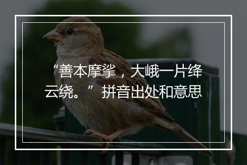 “善本摩挲，大峨一片绛云绕。”拼音出处和意思