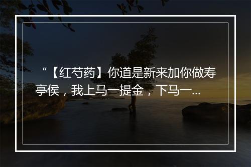 “【红芍药】你道是新来加你做寿亭侯，我上马一提金，下马一提银。”拼音出处和意思