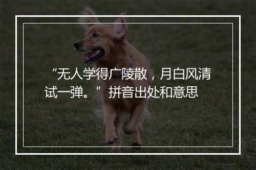 “无人学得广陵散，月白风清试一弹。”拼音出处和意思