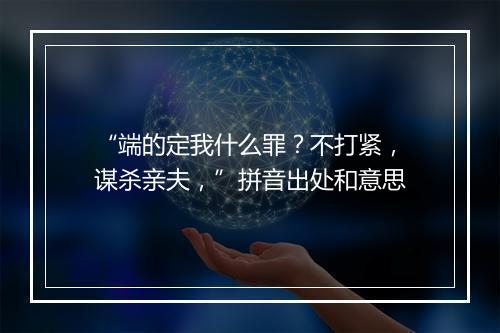 “端的定我什么罪？不打紧，谋杀亲夫，”拼音出处和意思