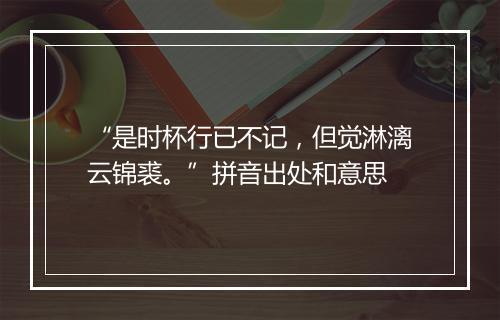 “是时杯行已不记，但觉淋漓云锦裘。”拼音出处和意思