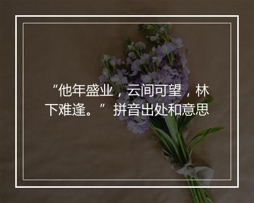 “他年盛业，云间可望，林下难逢。”拼音出处和意思