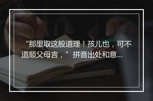 “那里取这般道理！孩儿也，可不道顺父母言，”拼音出处和意思