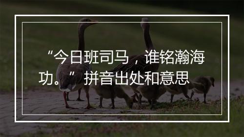 “今日班司马，谁铭瀚海功。”拼音出处和意思