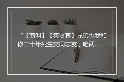 “【商调】【集贤宾】兄弟也我和你二十年死生交同志友，咱两个再相见永无由。”拼音出处和意思