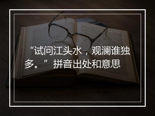 “试问江头水，观澜谁独多。”拼音出处和意思