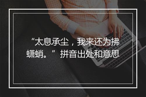 “太息承尘，我来还为拂蟏蛸。”拼音出处和意思