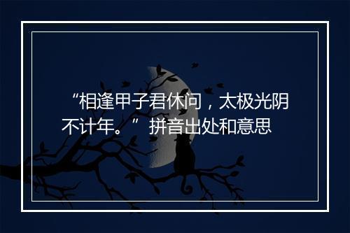 “相逢甲子君休问，太极光阴不计年。”拼音出处和意思