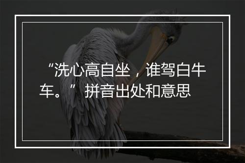 “洗心高自坐，谁驾白牛车。”拼音出处和意思