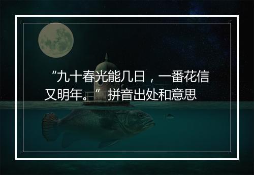 “九十春光能几日，一番花信又明年。”拼音出处和意思